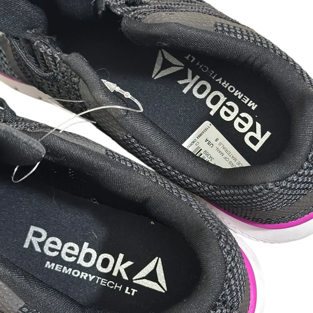 Reebok MemoryTech LT Black Grey Purple Running Shoes Women's Sneaker Size 8 NWOT
